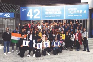 IISM students posing in front of the camera in Spain.